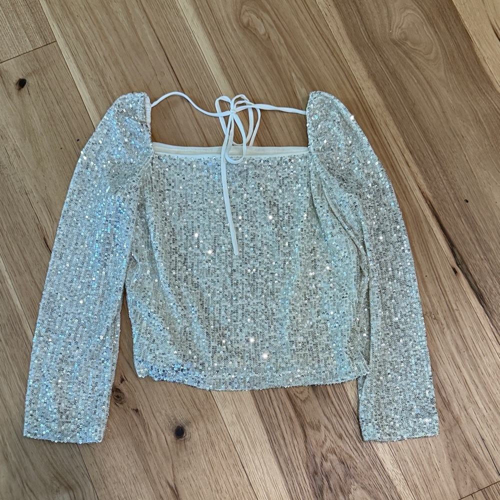 Lucy Paris Sparkling Sequin Blouse - Silver